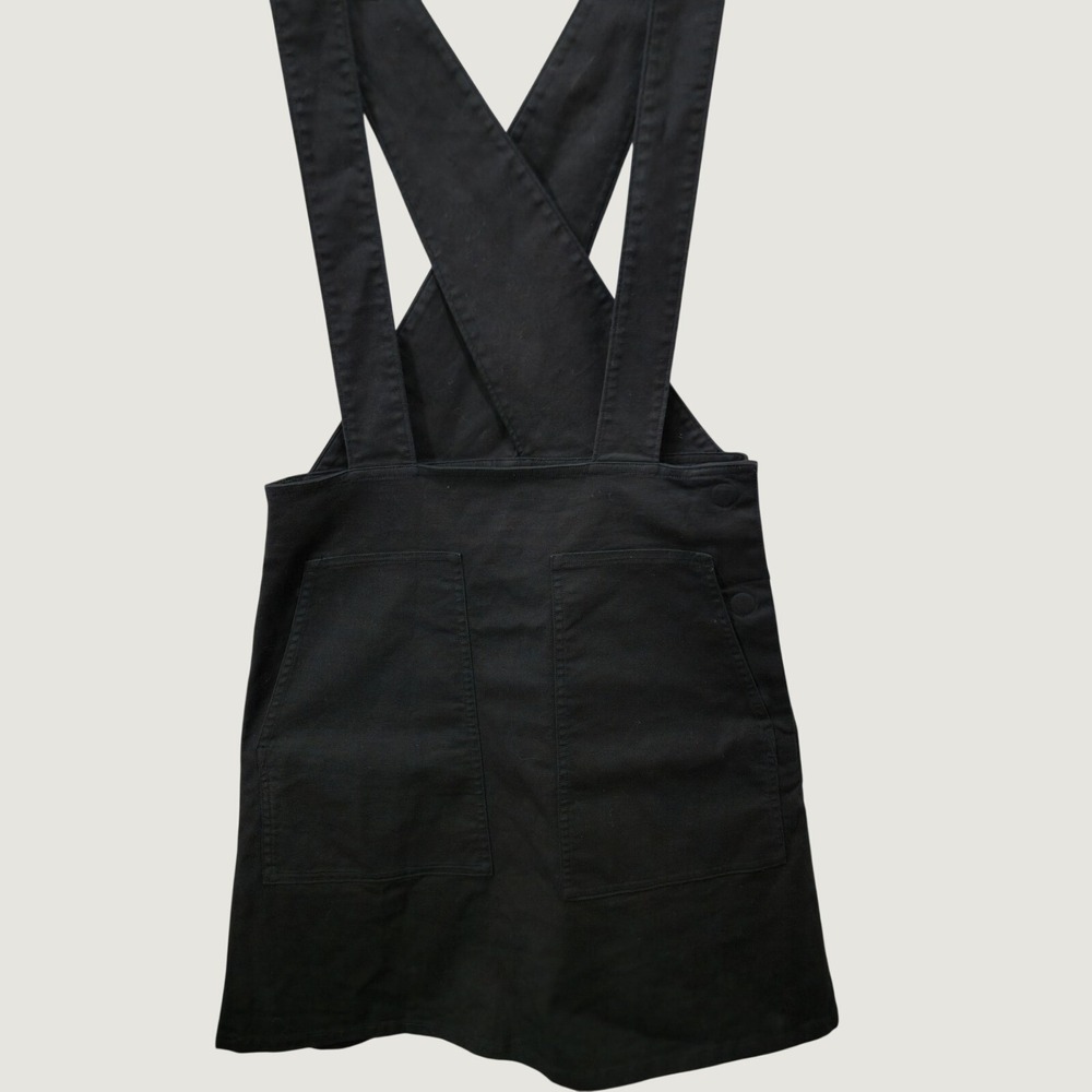 COS Black Cotton‎ Canvas Pinafore Dress Cross Back Overall Skirt EUR 36 US 6